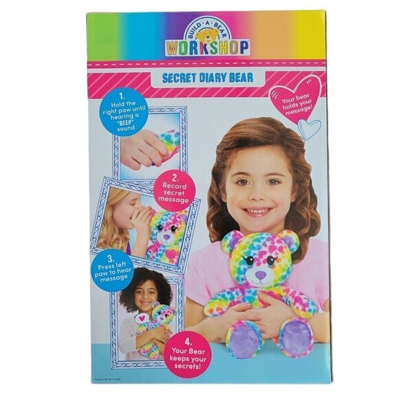 BUILD-A-BEAR WORKSHOP Secret Diary Bear NIB Records Personalized Messages Neon - Picture 4 of 7